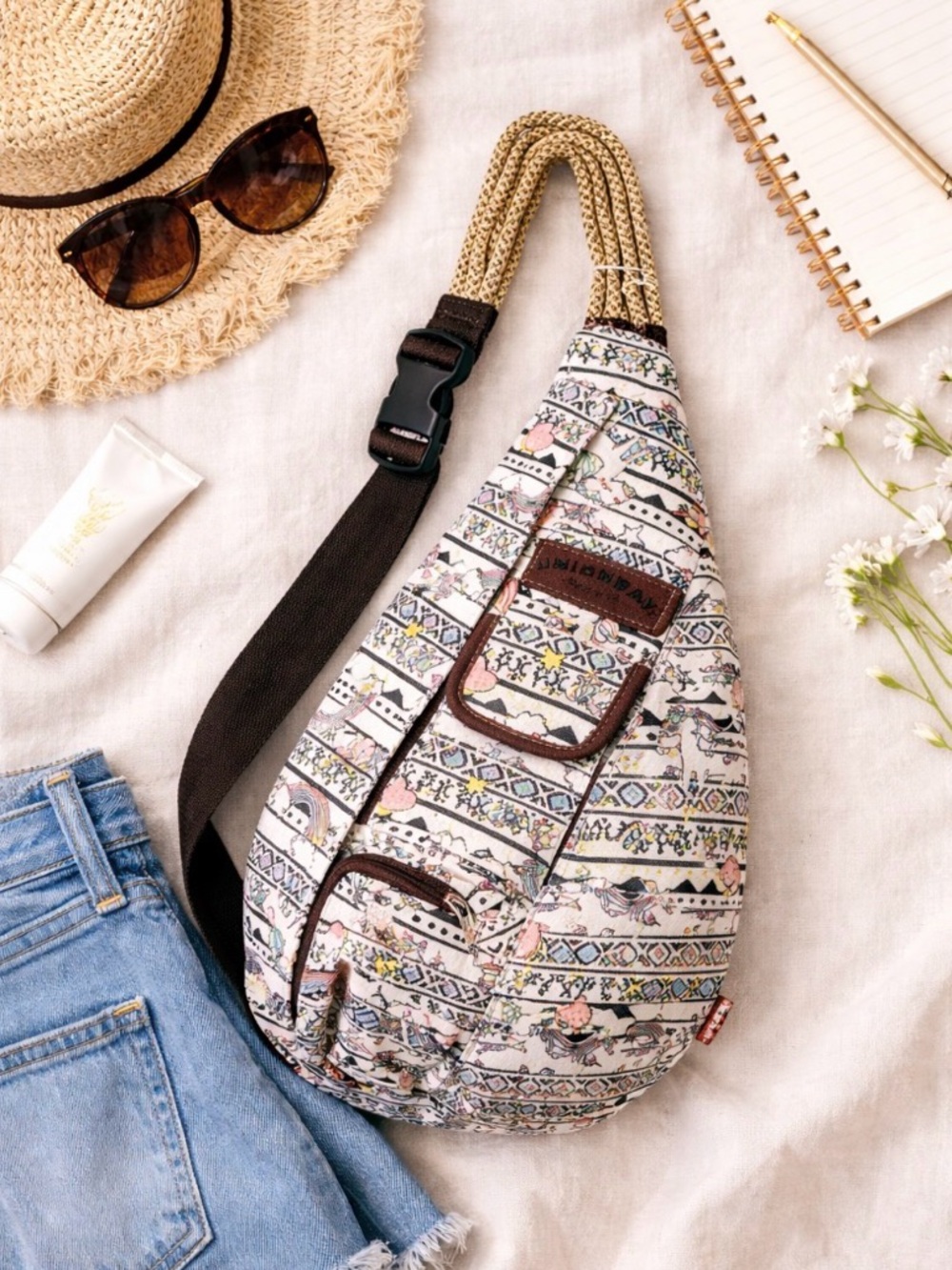 Unionbay Sling Crossbody Backpack Bag Girls Unicorn Rainbow Hearts Stars Canvas